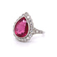 Platinum Pear Shape Rubellite Tourmaline & Diamond Ring at Regard Jewelry in Austin, Texas - Regard Jewelry