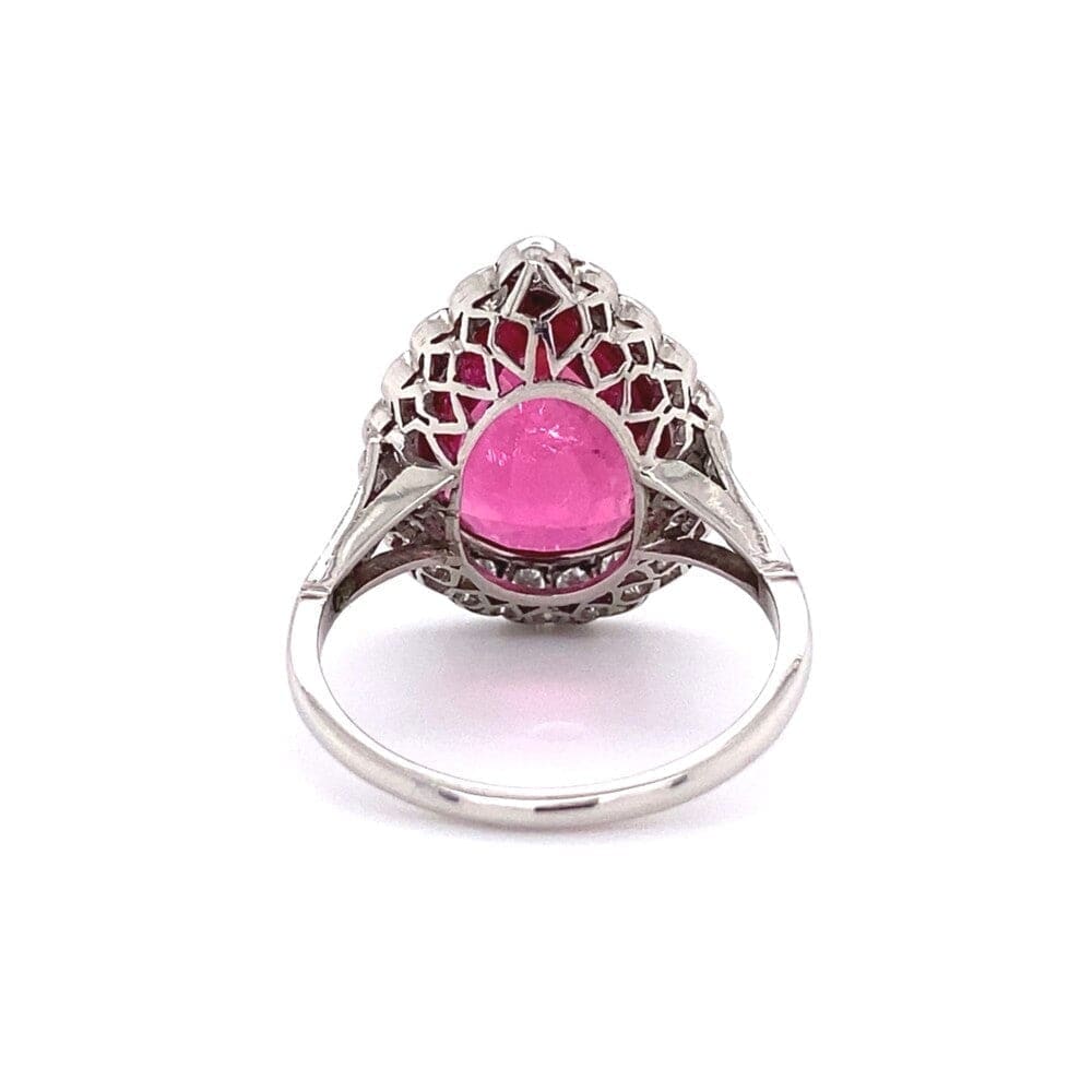 Platinum Pear Shape Rubellite Tourmaline & Diamond Ring at Regard Jewelry in Austin, Texas - Regard Jewelry