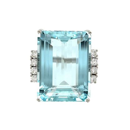 Platinum Retro Aquamarine and Diamond Ring at Regard Jewelry in Austin, Texas - Regard Jewelry