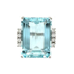 Load image into Gallery viewer, Platinum Retro Aquamarine and Diamond Ring at Regard Jewelry in Austin, Texas - Regard Jewelry
