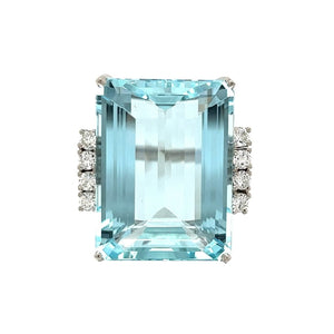 Platinum Retro Aquamarine and Diamond Ring at Regard Jewelry in Austin, Texas - Regard Jewelry