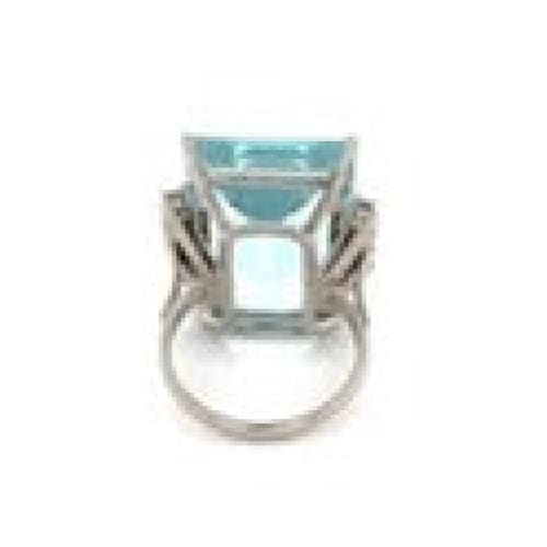 Platinum Retro Aquamarine and Diamond Ring at Regard Jewelry in Austin, Texas - Regard Jewelry