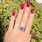 Platinum Ring With Oval Sapphire and Diamond Halo at Regard