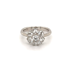 Platinum Round Brilliant Diamond Rose Cut Diamond Ring at Regard Jewelry in Austin, Texas - Regard Jewelry