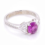 Load image into Gallery viewer, Platinum SPARK Pink Sapphire and Fancy Diamond Ring. s6.5 at Regard Jewelry in Austin, Texas - Regard Jewelry
