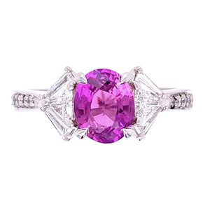 Platinum SPARK Pink Sapphire and Fancy Diamond Ring. s6.5 at Regard Jewelry in Austin, Texas - Regard Jewelry