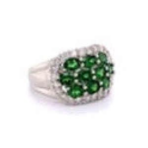 Platinum,Tsavorite Garnet Cluster Diamond Ring at Regard Jewelry in Austin, Texas - Regard Jewelry