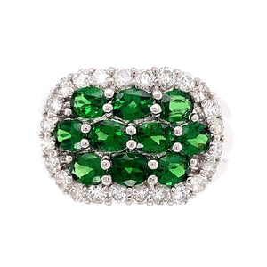 Platinum,Tsavorite Garnet Cluster Diamond Ring at Regard Jewelry in Austin, Texas - Regard Jewelry