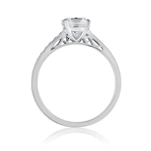 Ron Rosen engagement ring with bead set diamonds on shank at Regard Jewelry inAustin, Texas - Regard Jewelry