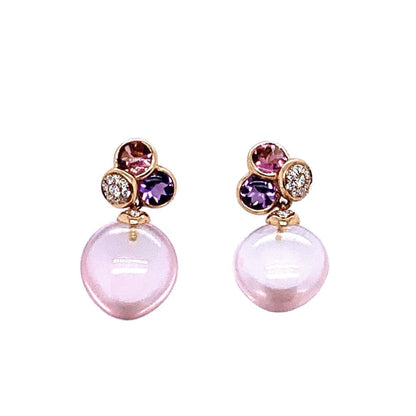 ROSE QUARTZ IN ROSE GOLD WITH TOURMALINE EARRINGS AT REGARD JEWELRY IN AUSTIN, TEXAS - Regard Jewelry