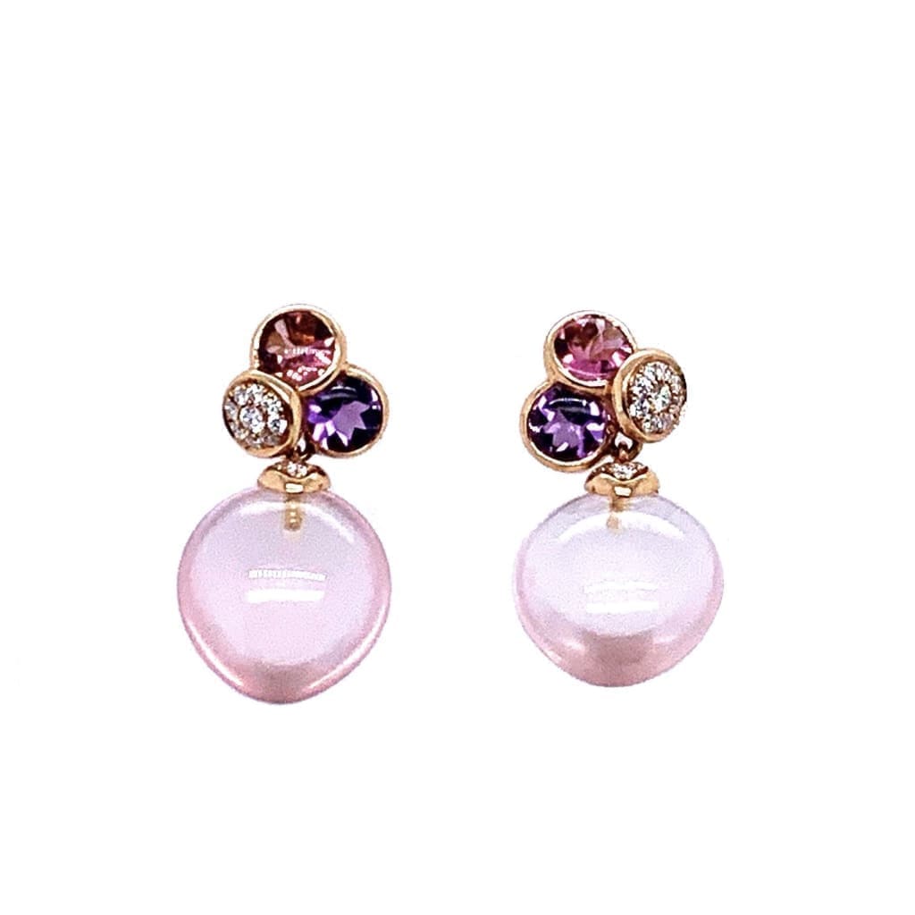 ROSE QUARTZ IN ROSE GOLD WITH TOURMALINE EARRINGS AT REGARD JEWELRY IN AUSTIN, TEXAS - Regard Jewelry