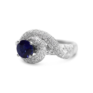 ROUND BLUE SAPPHIRE SWIRL RING AT REGARD JEWELRY IN AUSTIN, TEXAS - Regard Jewelry