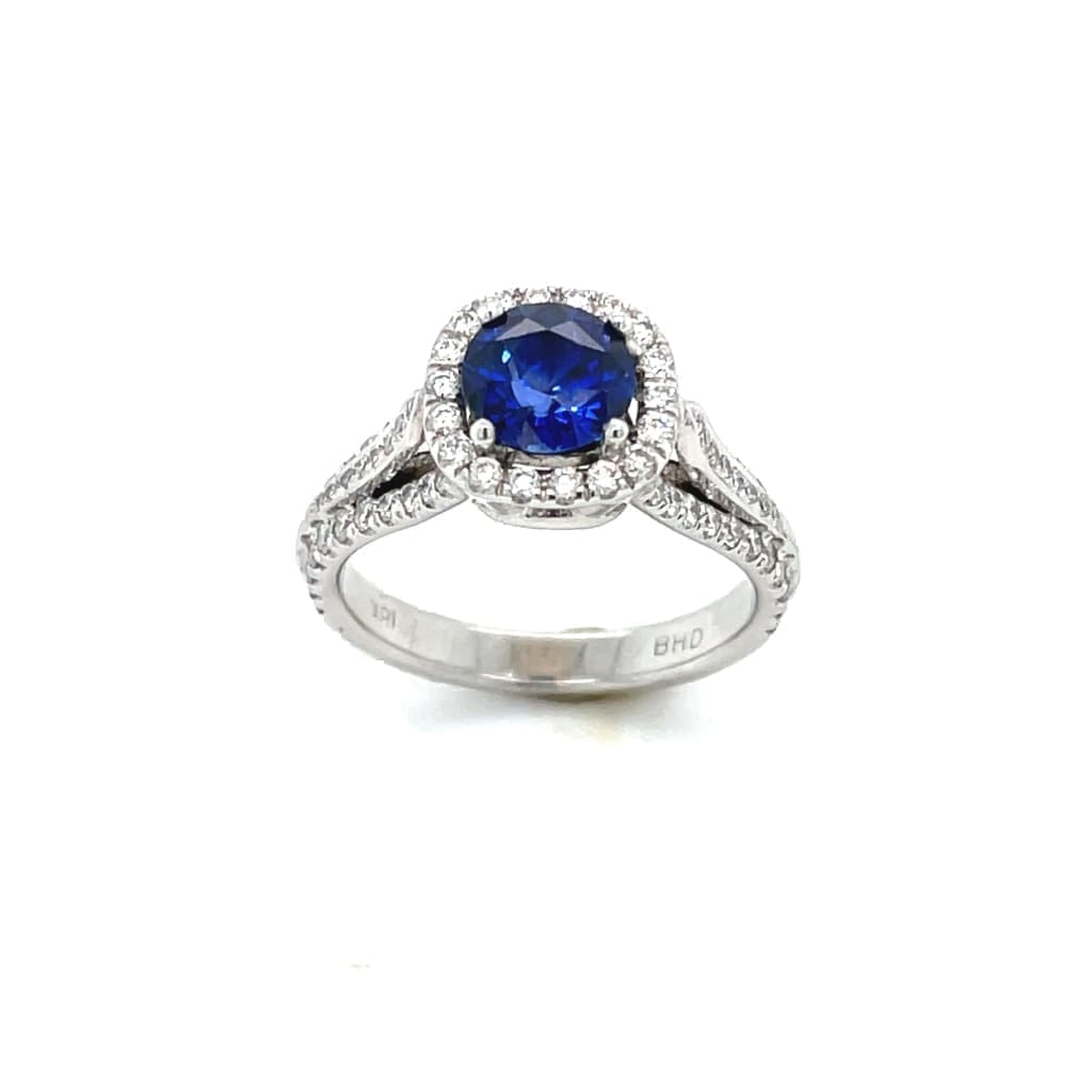 Sapphire and Diamond Halo Ring at Regard Jewelry in Austin, Texas - Regard Jewelry