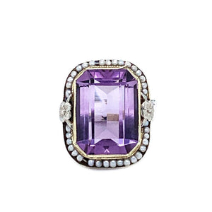 SEED PEARL AMETHYST RING IN 14K WHITE GOLD IN AUSTIN, TX. - Regard Jewelry