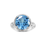 Load image into Gallery viewer, TEXAS STAR CUT BLUE TOPAZ RING WITH HALO AT REGARD JEWELRY IN AUSTIN, TX. - Regard Jewelry

