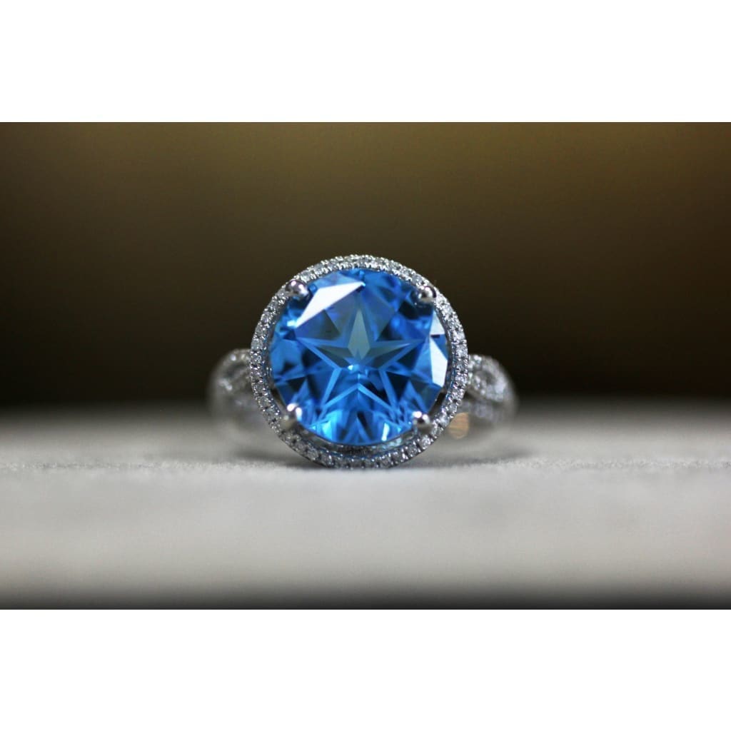 TEXAS STAR CUT BLUE TOPAZ RING WITH HALO AT REGARD JEWELRY IN AUSTIN, TX. - Regard Jewelry