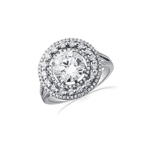 Triple Halo Ring with Split Shank by Ron Rosen at Regard Jewelry in Austin, Texas - Regard Jewelry