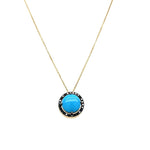 Load image into Gallery viewer, Turquoise Pendant with Black Diamond Halo at Regard Jewelry in Austin, Texas - Regard Jewelry
