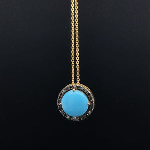 Turquoise Pendant with Black Diamond Halo at Regard Jewelry in Austin, Texas - Regard Jewelry