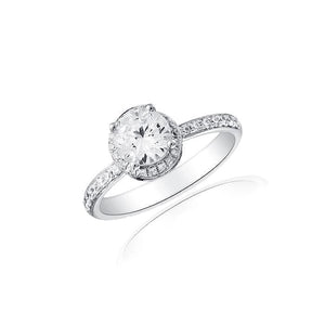 Twisted Diamond Halo Engagement ring with Diamond Shank by Ron Rosen at Regard Jewelry in Austin - Regard Jewelry