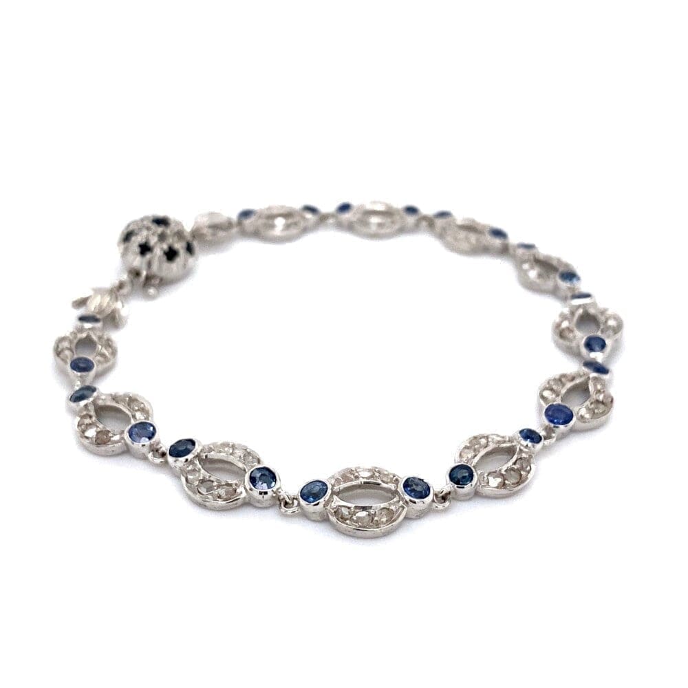 Vintage Platinum, Diamond and Sapphire Bracelet at Regard Jewelry in Austin, Texas - Regard Jewelry